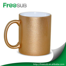 Customed printed logo ceramic golden mug dye sublimation mugs